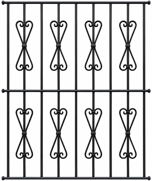 Black wrought iron window guard with scroll top design
