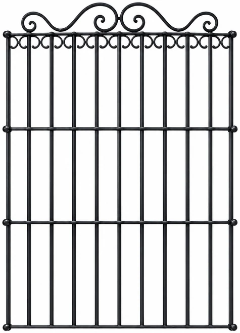 Wrought iron window guard with scroll top design