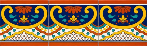 Talavera tile arched scroll border with handcrafted Mexican design