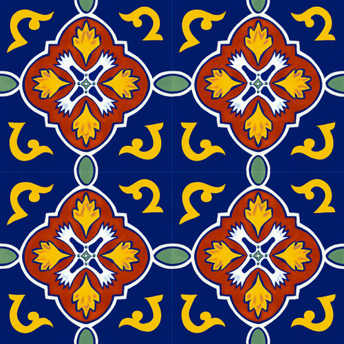 Terracotta Yellow Scroll Mexican Tile Handcrafted Talavera Style