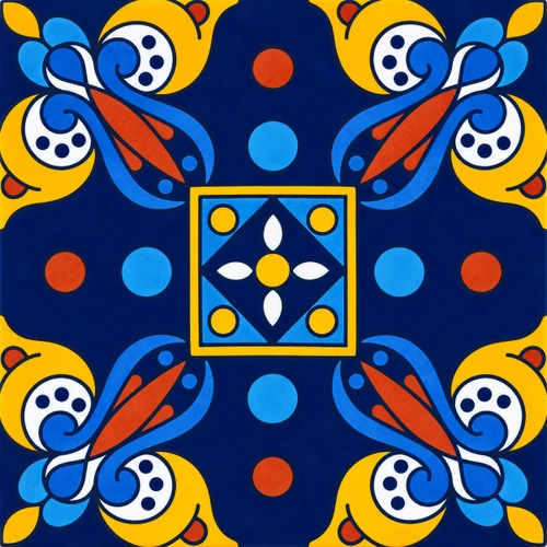 Talavera tile blue yellow diamond