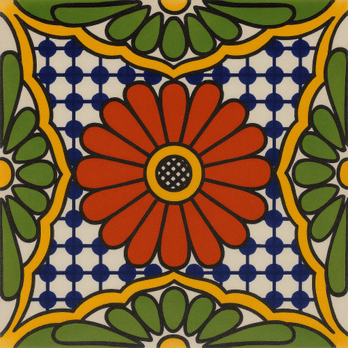 Red petal lattice talavera tile