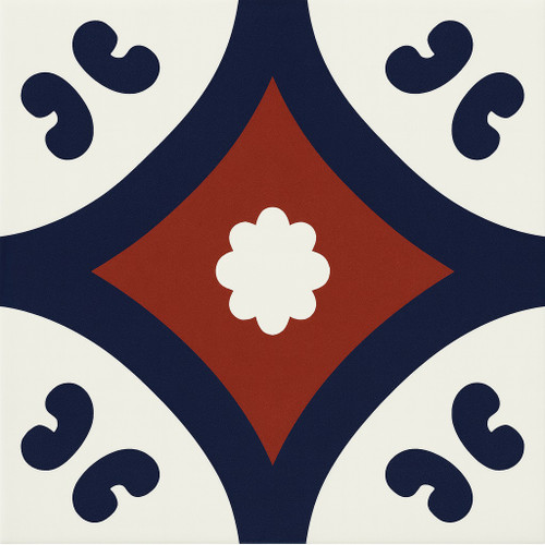 Mexican talavera tile terracotta cobalt diamond