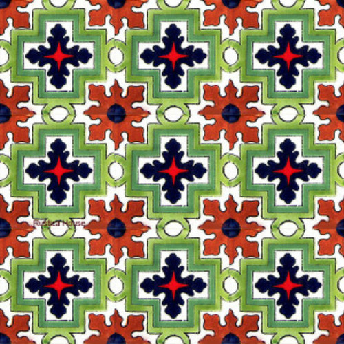 Arabic Mexican tiles green cobalt