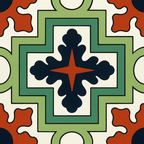 Green cross navy mexican tile