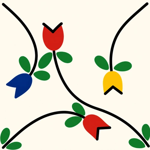 Talavera tile with floral tulip pattern