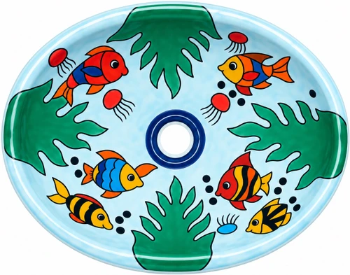 Mexican bathroom sink aquatic design hand-painted ceramic sink featuring vibrant marine motifs