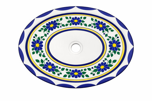 Talavera blue yellow floral sink