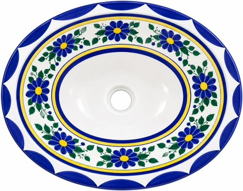 Talavera blue yellow floral sink