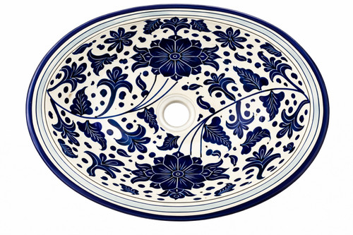 Cobalt floral talavera bathroom sink