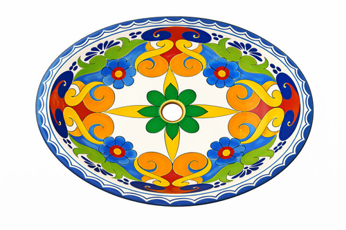 Multicolor floral talavera bathroom sink