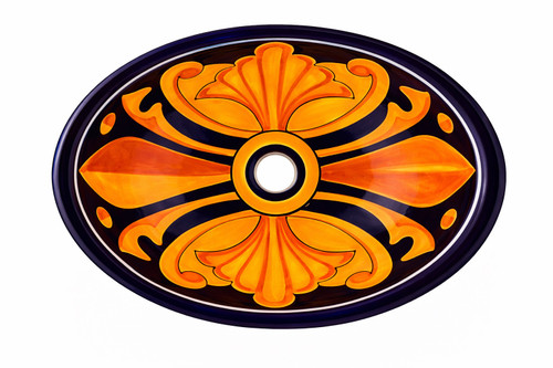 Talavera bathroom sink shell motif