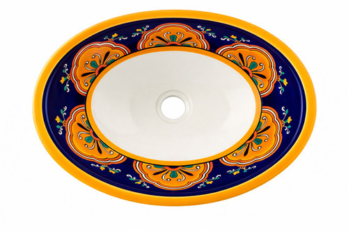 Talavera orange shell bathroom sink