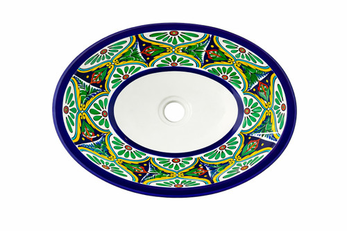 Talavera cobalt green medallion sink