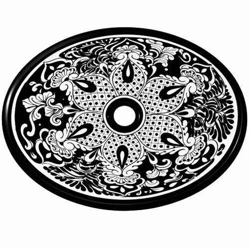 Black white talavera bathroom sink