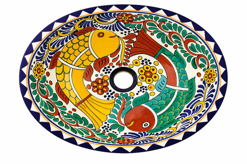Talavera fish motif bathroom sink