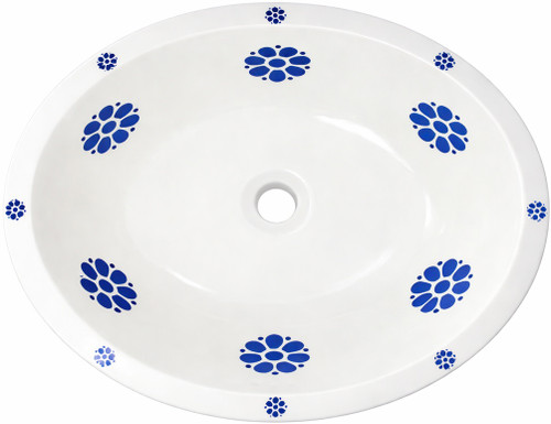 Oval blue floral talavera mexican bathroom sink