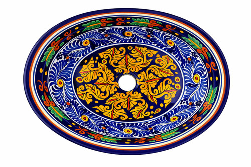 Talavera leaf scroll bathroom sink
