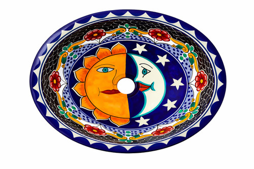 Talavera solar lunar bathroom sink