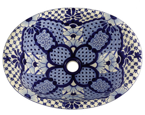 Cobalt flower talavera bathroom sink