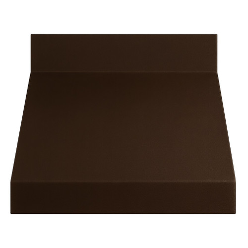 Simple under cabinet copper range hood with dark patina, compact hammered canopy with clean lines and warm aged finish
