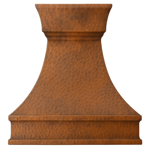 Rustic hammered copper range hood - front