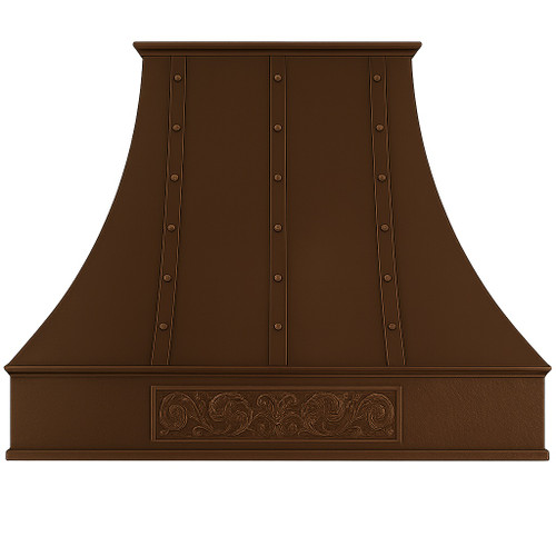 Customized hammered copper vent hood - front view