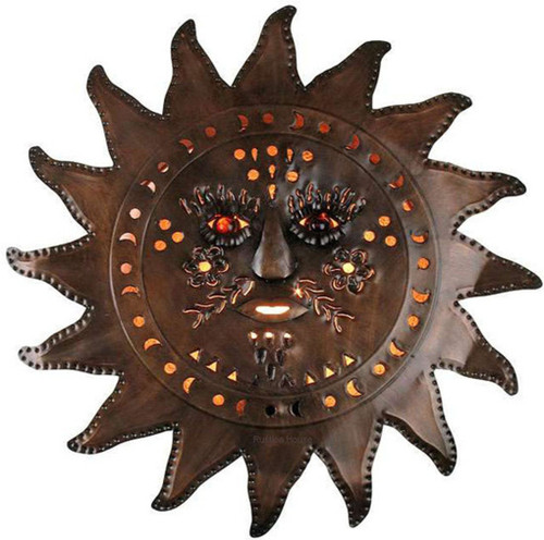 Mexican sun face tin wall lamp shade