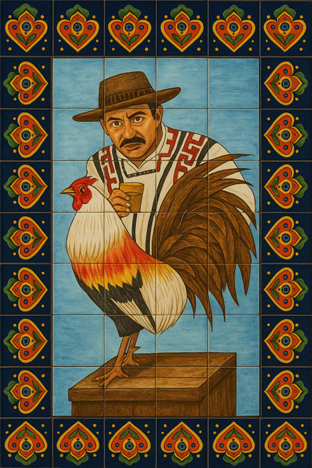 El gallo talavera tile mural