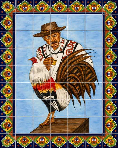 El gallo talavera tile mural