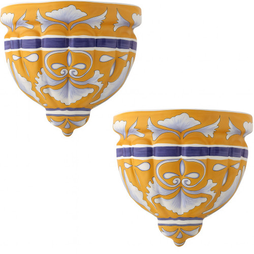 Two hacienda talavera sconces with sky blue