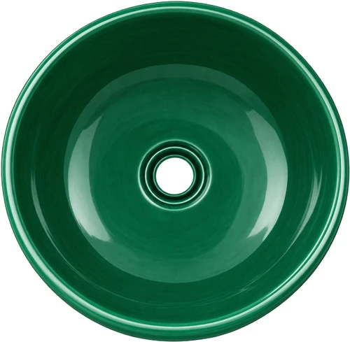 Round talavera bathroom sink solid green gloss design