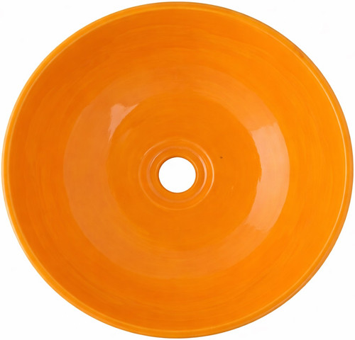 Round Mexican bathroom sink solid orange talavera design