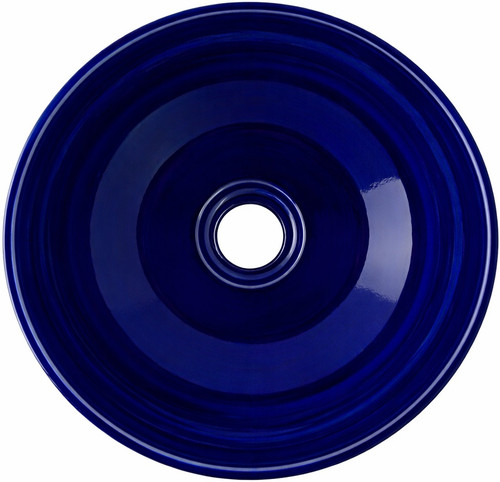 Round talavera bathroom sink solid cobalt blue design