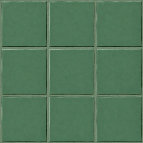 Handmade washed green Mexican talavera tiles for serene interiors arranged in a nine tile layout