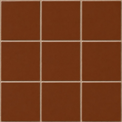 Solid coffee brown Mexican talavera tiles arranged in a 3x3 tile set with matching grout