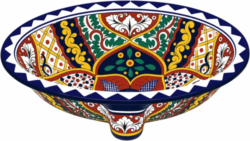 Double sided hand painted oval bathroom sink baroque floral