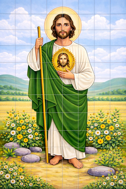 Saint Jude Mexican talavera religious tile mural art