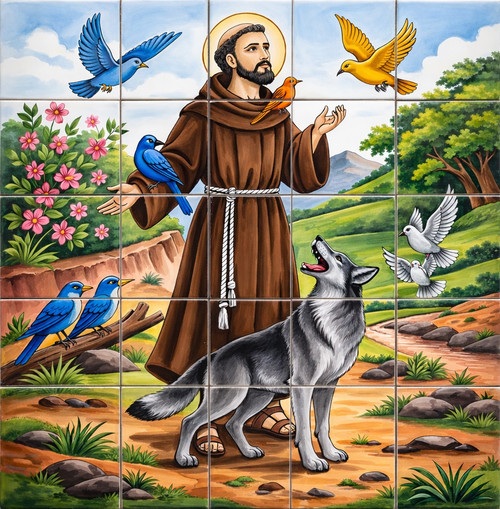 San Francisco talavera tile mural with animals scene