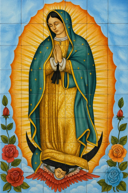 Our lady Guadalupe mexican tile mural from Mexico