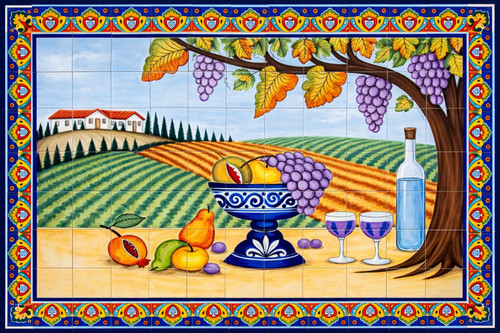 Mexican vineyard talavera Tile mural design