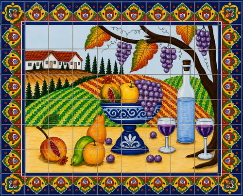 Mexican vineyard talavera Tile mural design