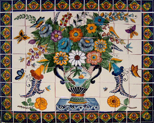 rustic shower tile mural