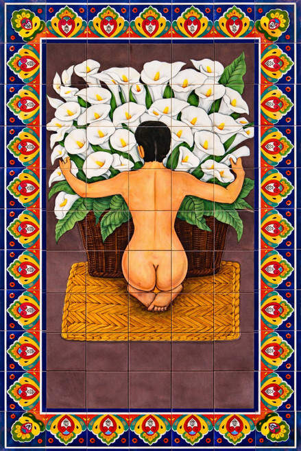 Calla lilies figurative talavera tile mural