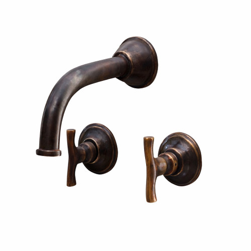Custom wall-mounted brass faucet with curved spout
