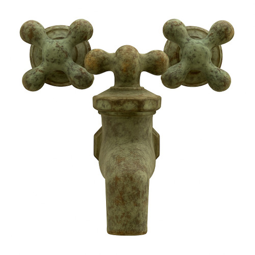 Bronze wall-mount faucet with patina finish, front view