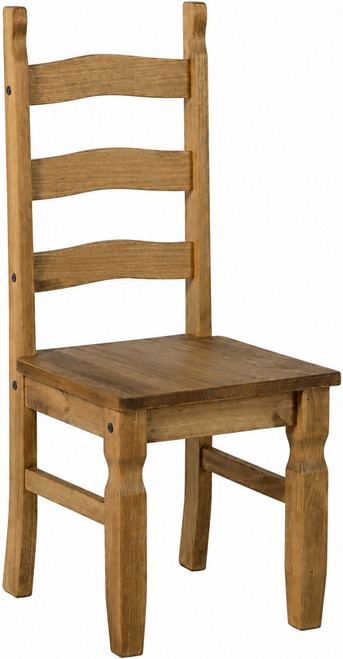 Rustic Mexican wooden chair with ladder back and turned legs