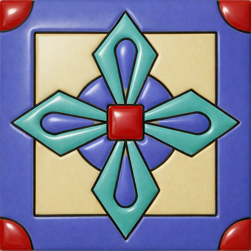 Talavera relief maltese cross handcrafted ceramic tile