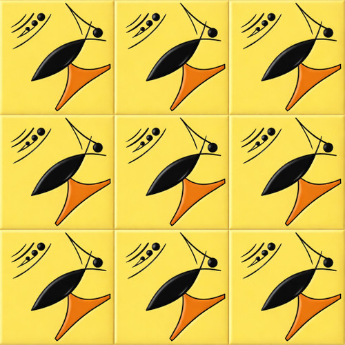 Mexican abstract bird mid century relief tile shown as nine complete identical relief tiles