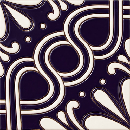 Mexican relief tile interlaced cobalt knot